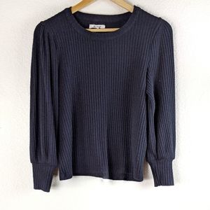 Madewell Brushed Ribbed Pleat-Sleeve Top Medium